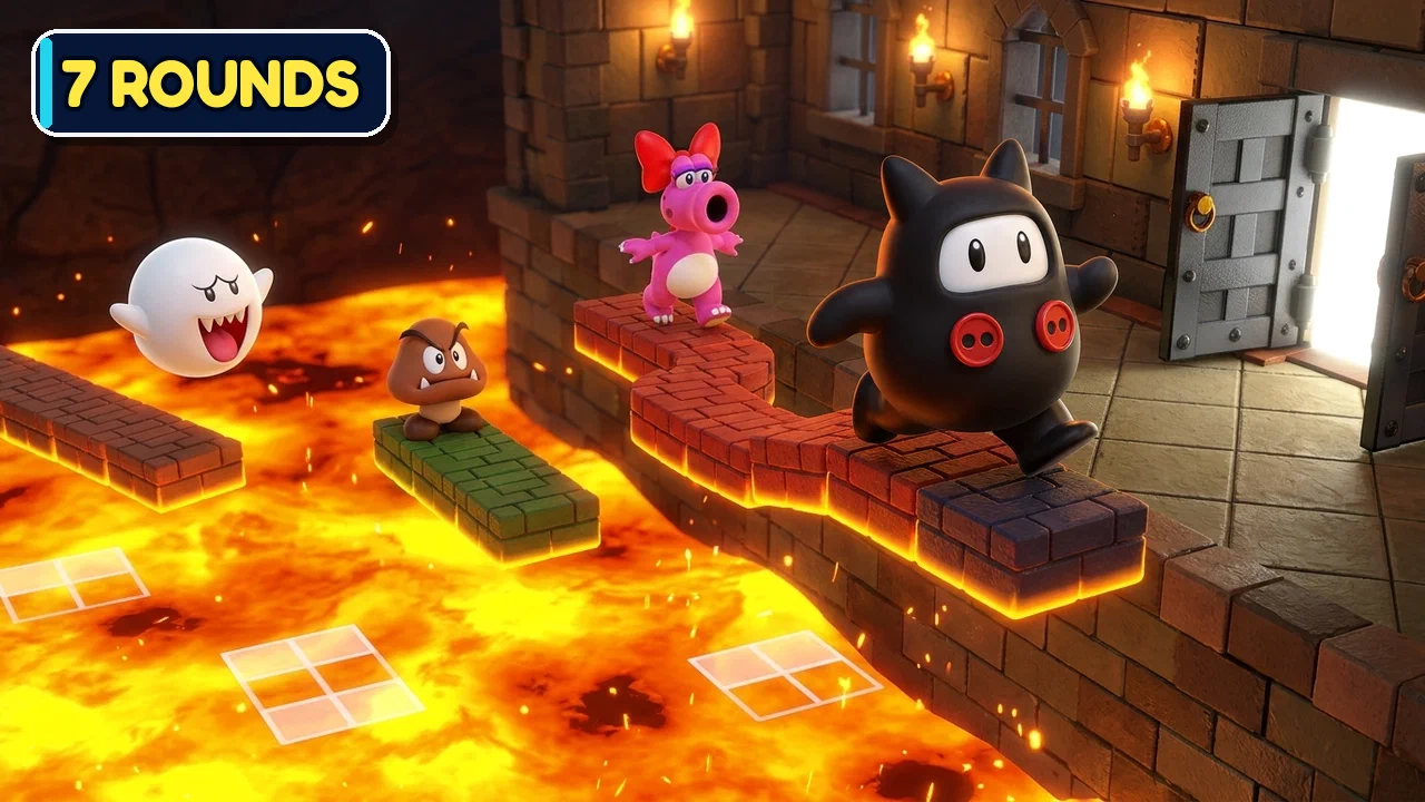Hot Cross Blocks: Ninji Wins the 7-Round Lava Race! thumbnail