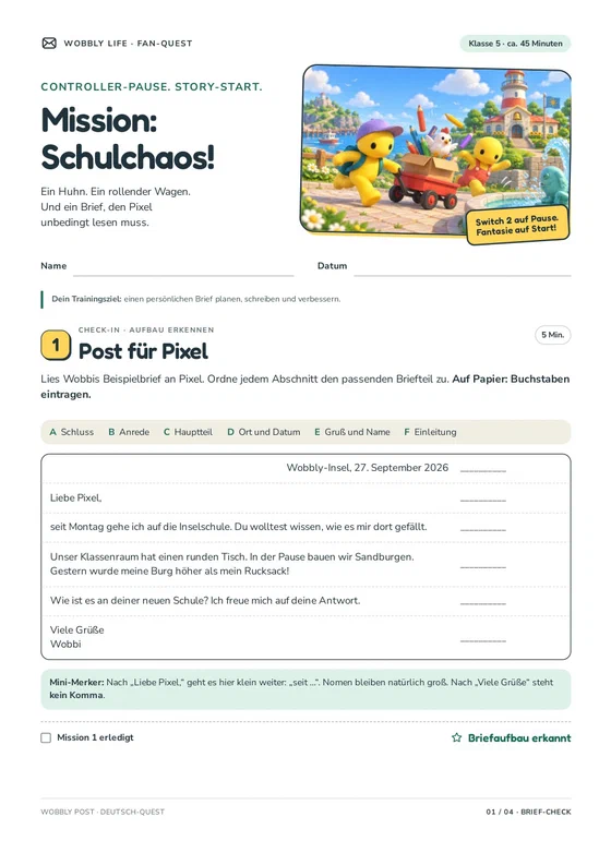 Preview of Wobbly Life: Mission Schulchaos! worksheet