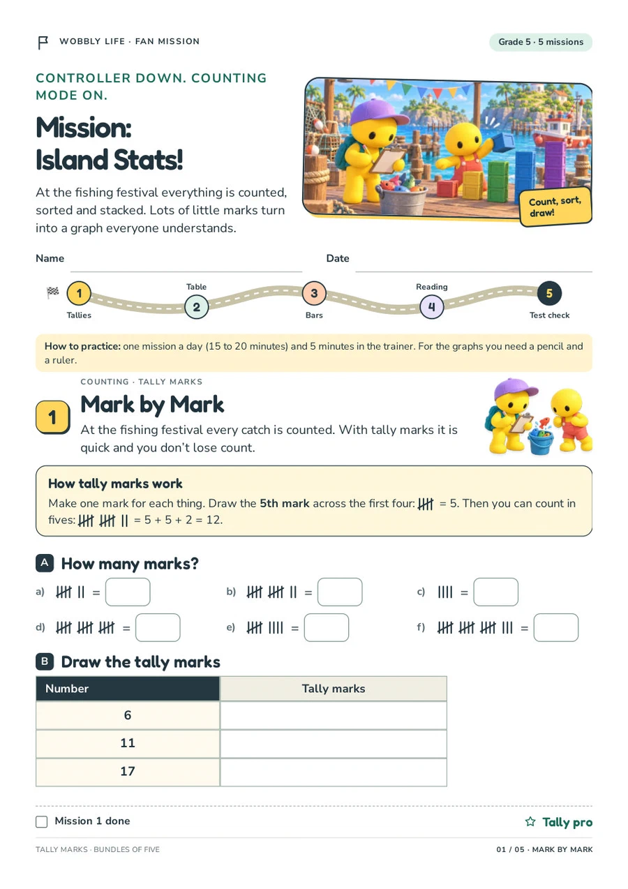 Preview of the Wobbly Life: Mission Island Stats! worksheet