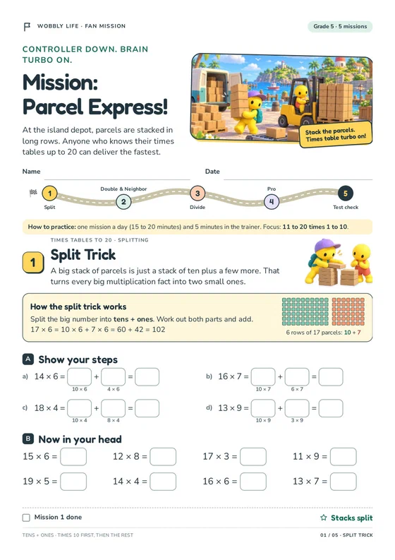 Preview of Wobbly Life: Mission Parcel Express! worksheet