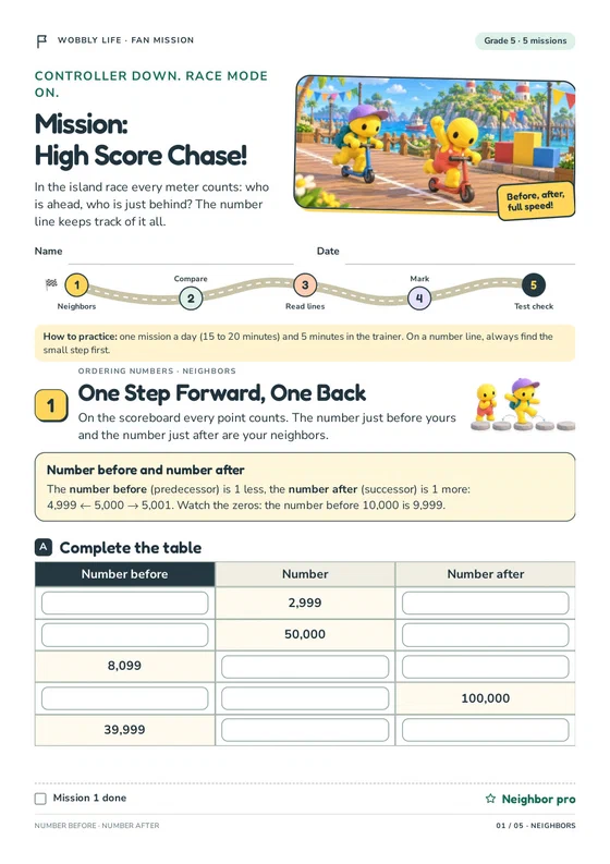 Preview of Wobbly Life: Mission High Score Chase! worksheet